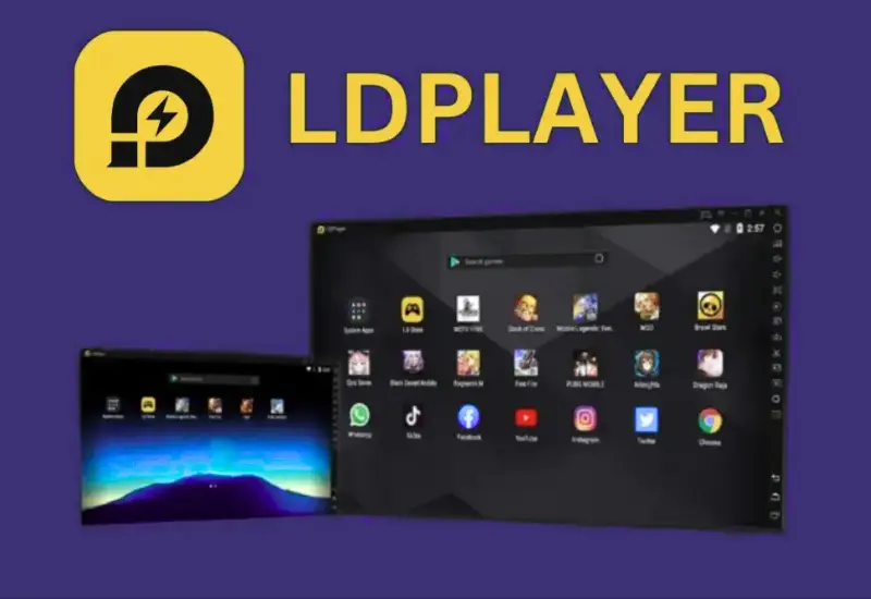 LDPlayer Android emulator interface showing apps running on Windows desktop and laptop screen